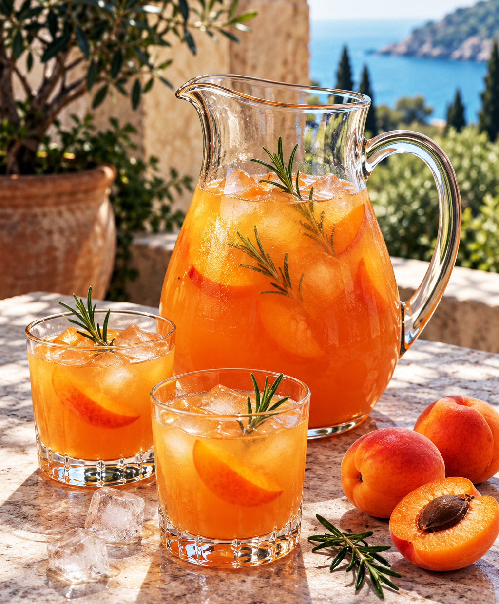 Punch abricot romarin au rhum