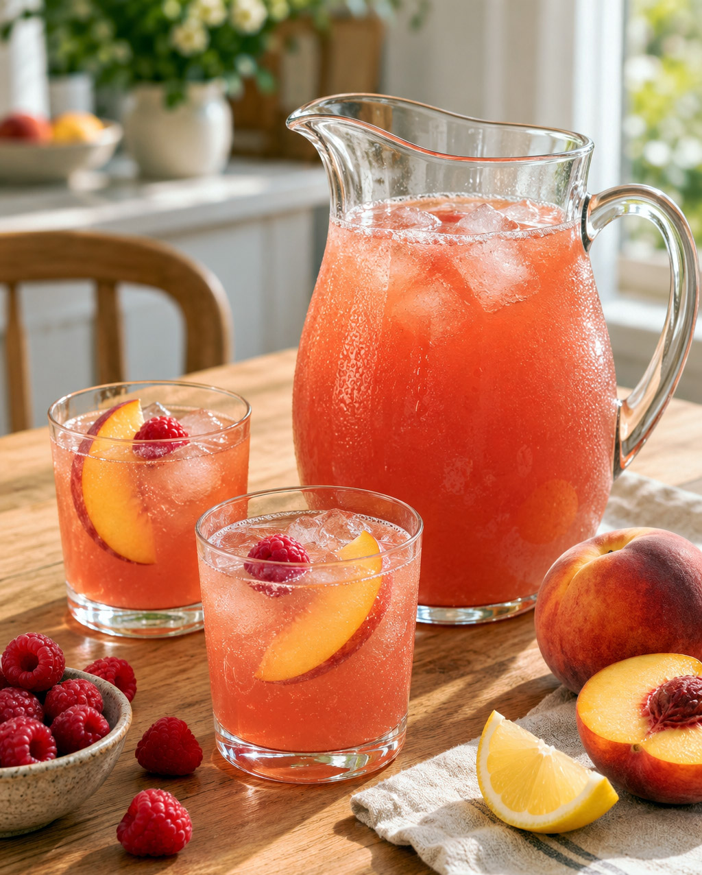Punch peche framboise sans alcool