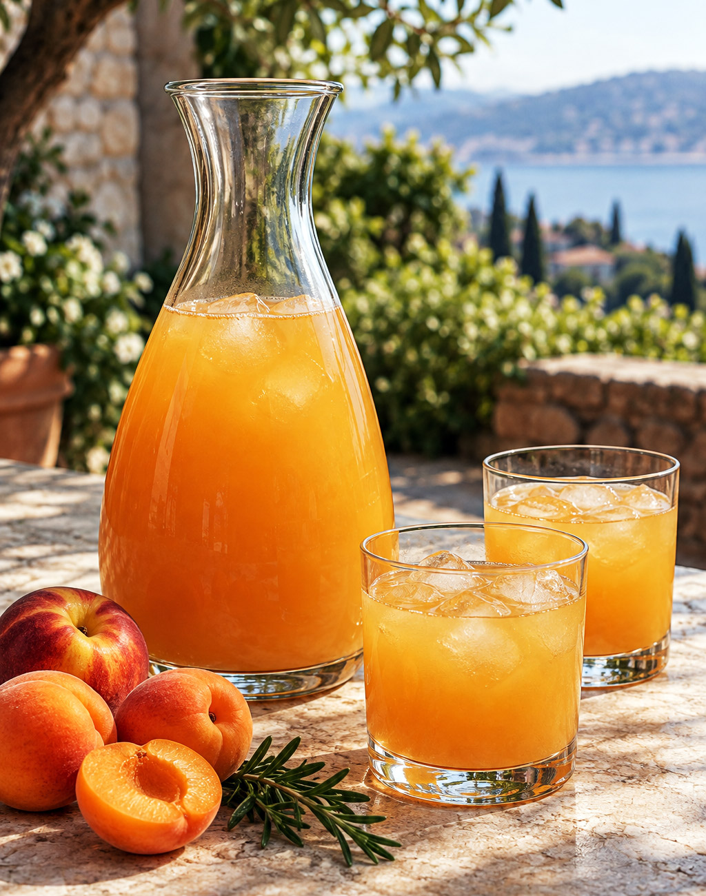 Punch rhum arrange abricot romarin
