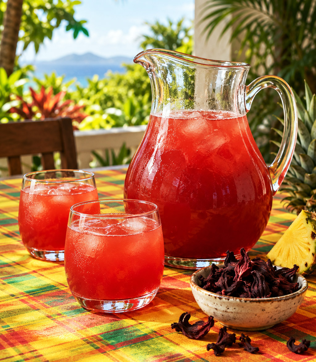 Punch rhum arrange hibiscus et ananas