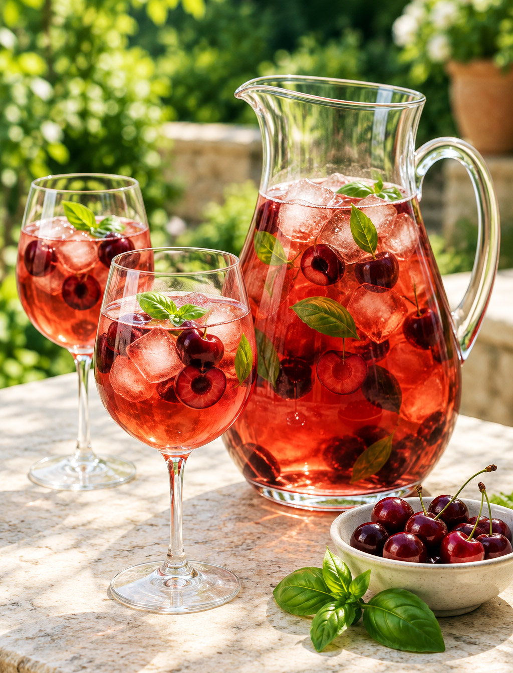 Sangria rosee cerise basilic
